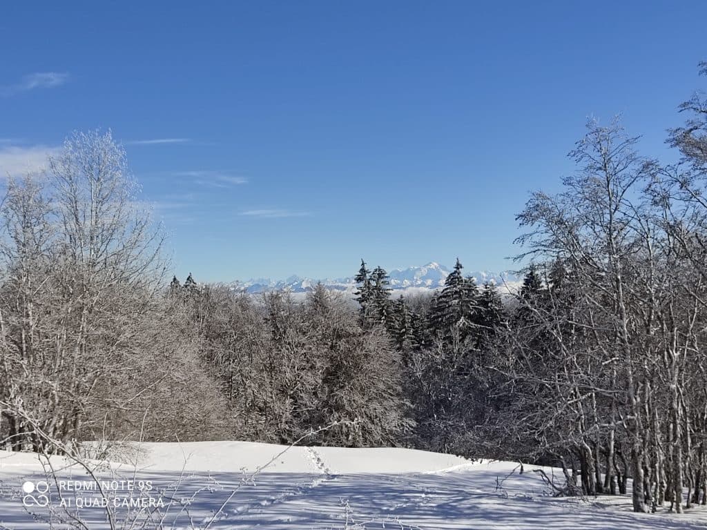 Vue du Mont-Blanc depuis Cuvéry au Haut Bugey